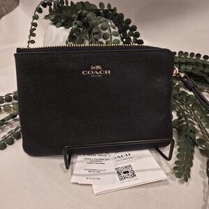 Coach Black Leather Wristlet NWT